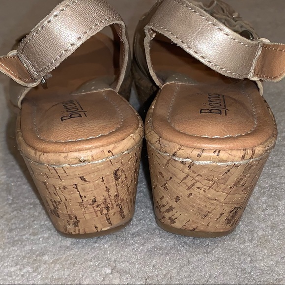 BJORNDAL Daphne gold leather cork wedges heels shoes womens size 6 - Picture 8 of 13